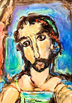 Christ’s face, oil on canvas, replica of the original painting by G. Rouault