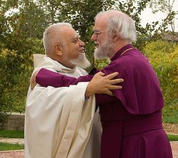 Enzo Bianchi, prior of Bose, and + Rowan Williams, archbishop of Canterbury